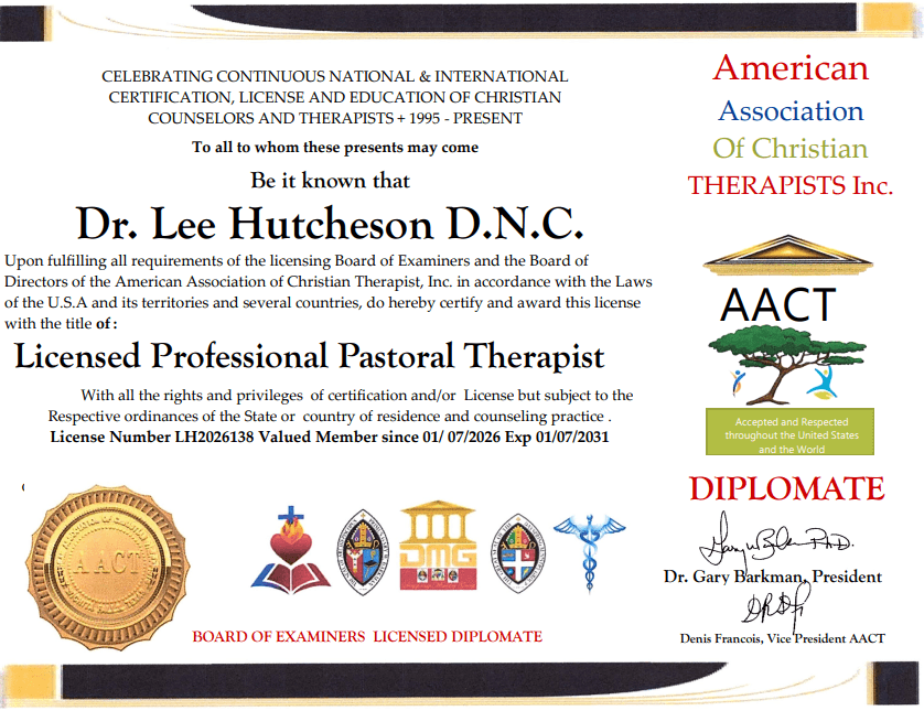 American Association of Christian Therapists diplomate certificate